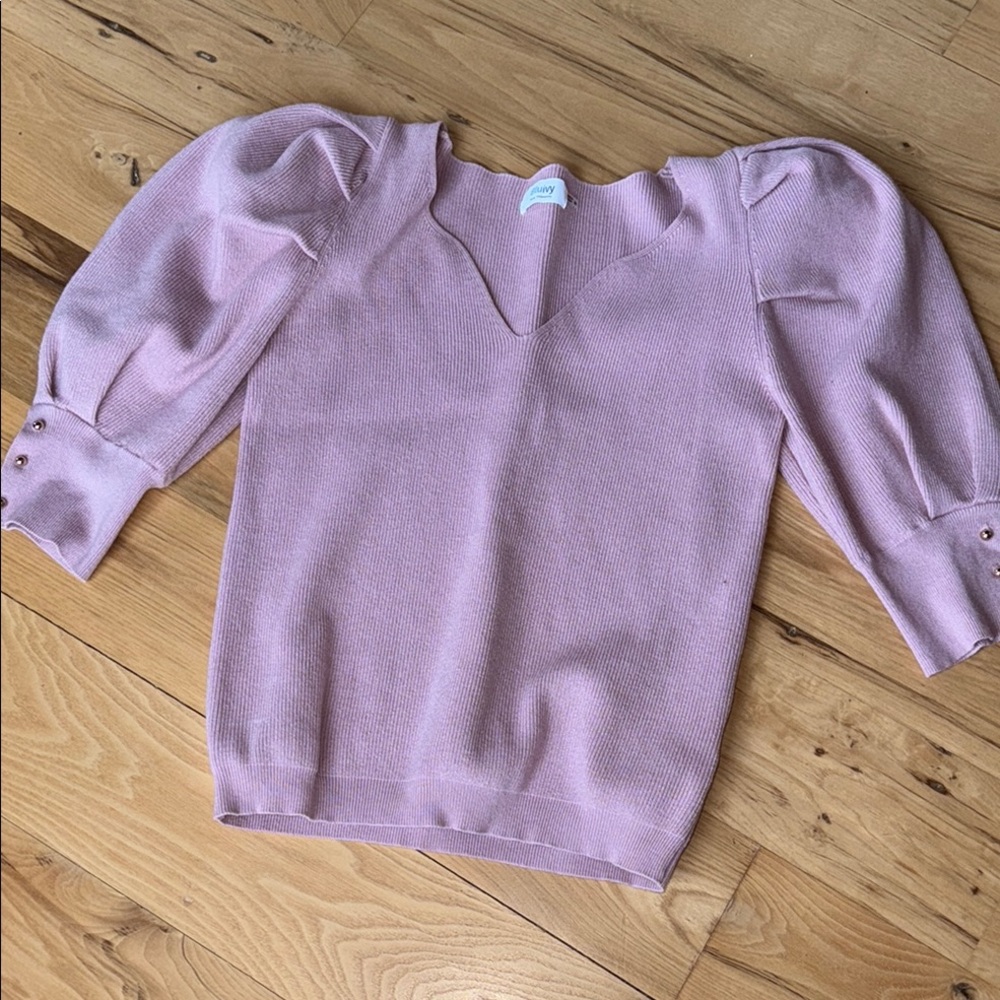 Lilac Puff Sleeve Sweater, medium